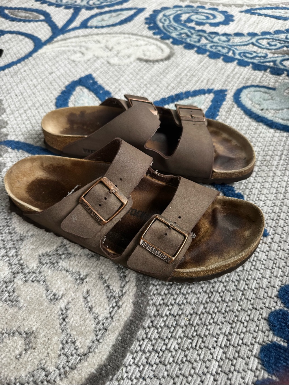 Birkenstock Arizone Oiled Leather  Double Strap Cork Footbed Sandals Mens 9 W 11